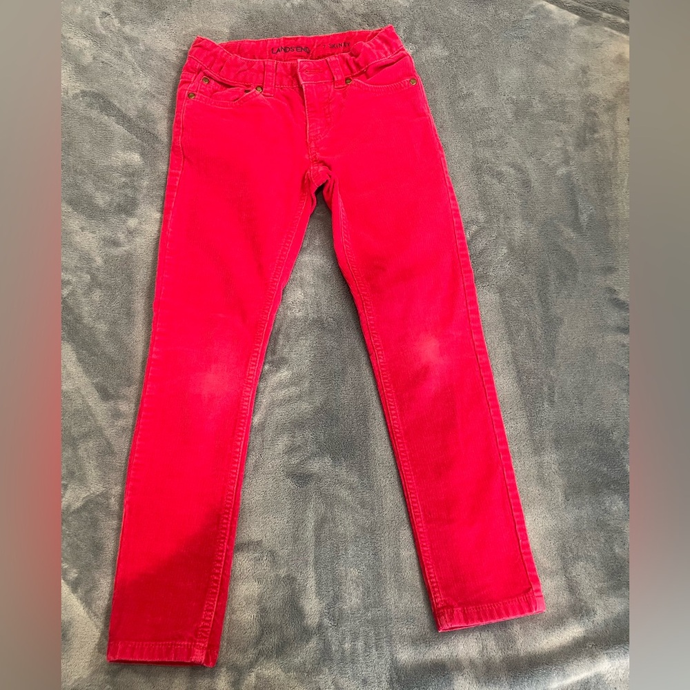 Lands' End Bold Red Corduroy Girls Jeans